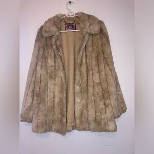 Y2K Juicy Couture Cream Faux Fur Coat Size S